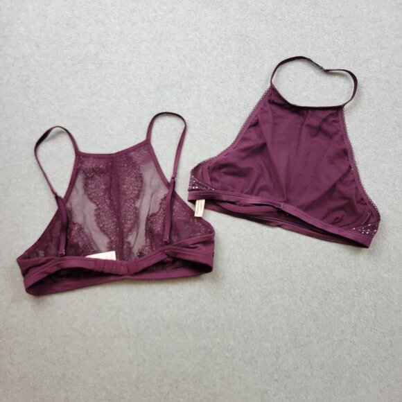 Victoria's Secret Size Small‎ High Neck Lace Bralette Burgundy Red Lace Shimmer - Picture 6 of 16